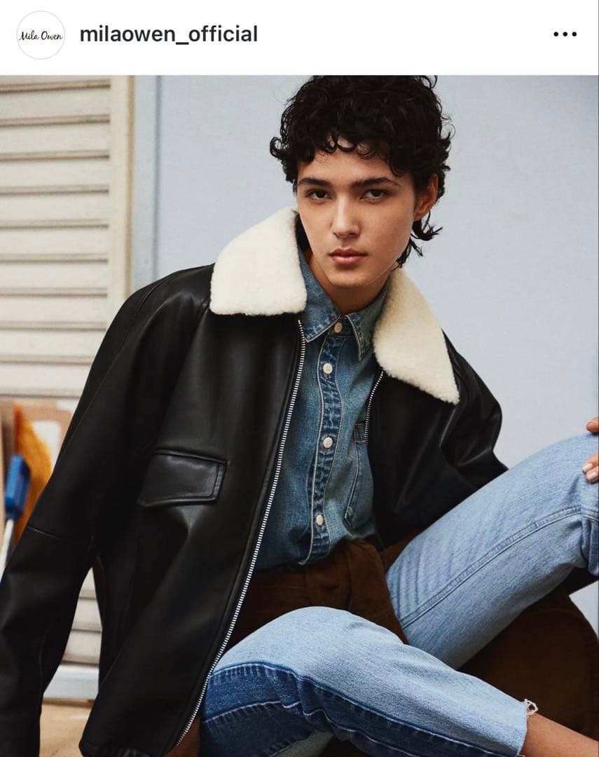 Mila Owen ミラオーエン ステンカラーフェイクレザーブルゾン アウター