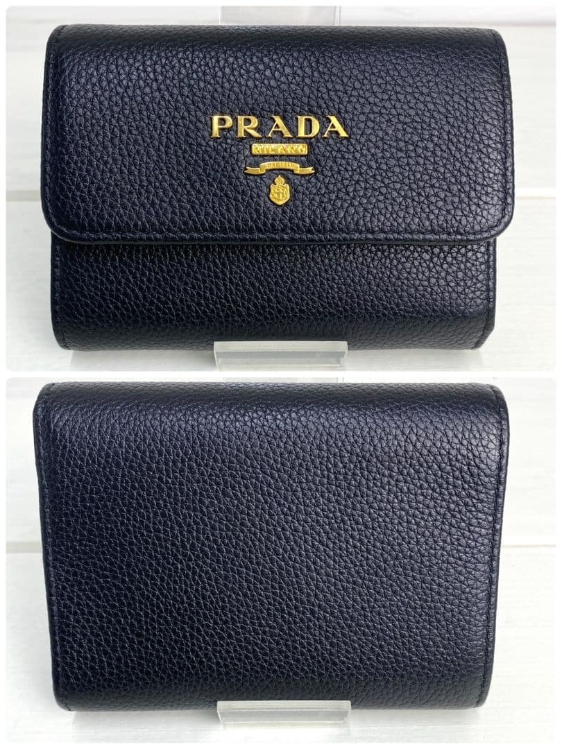新品級✨PRADA プラダ　1MH025 三つ折り財布　メタルロゴ　金具
