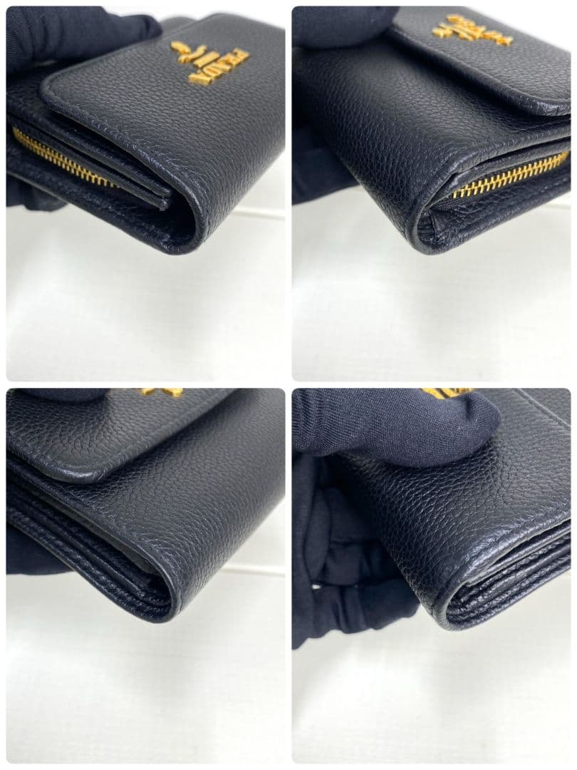 新品級✨PRADA プラダ　1MH025 三つ折り財布　メタルロゴ　金具