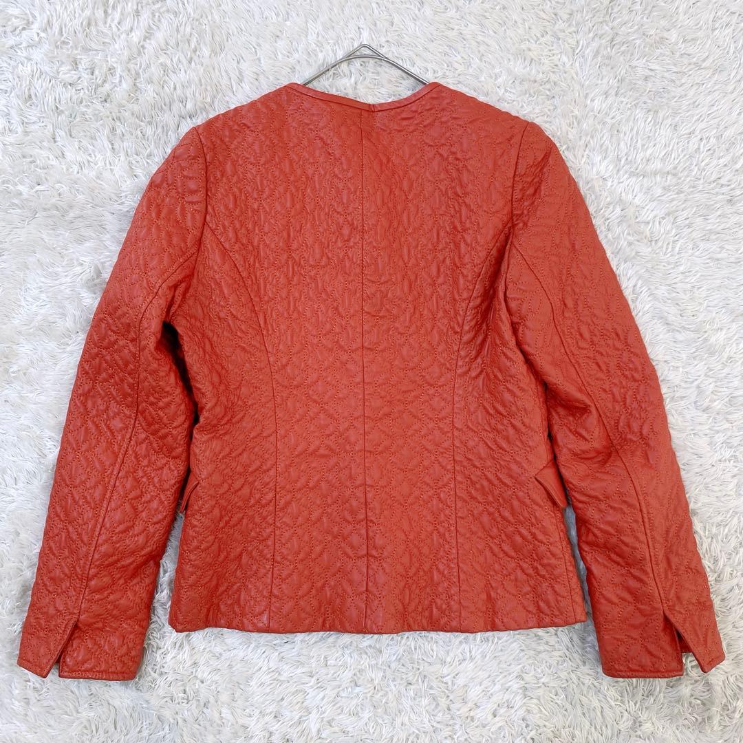 BALMAIN ラムレザージャケット ノーカラー キルティング 花柄