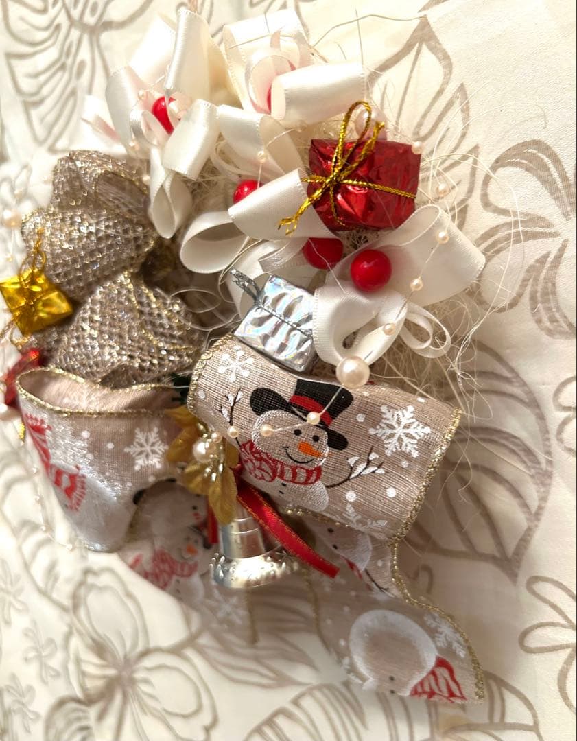 «822»◤完売◢早割りクリスマスリース*ゴールドリボン*華やかな可愛いリース