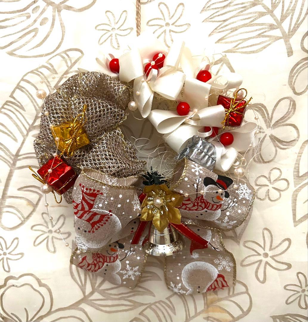 «822»◤完売◢早割りクリスマスリース*ゴールドリボン*華やかな可愛いリース