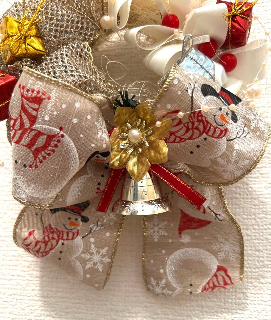 «822»◤完売◢早割りクリスマスリース*ゴールドリボン*華やかな可愛いリース