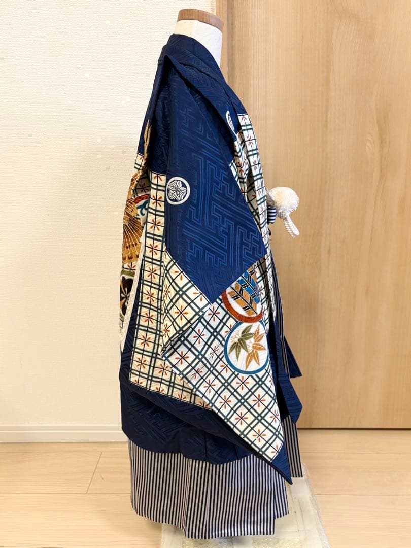 七五三 5歳 袴 羽織 紺 仙台平 M2506092