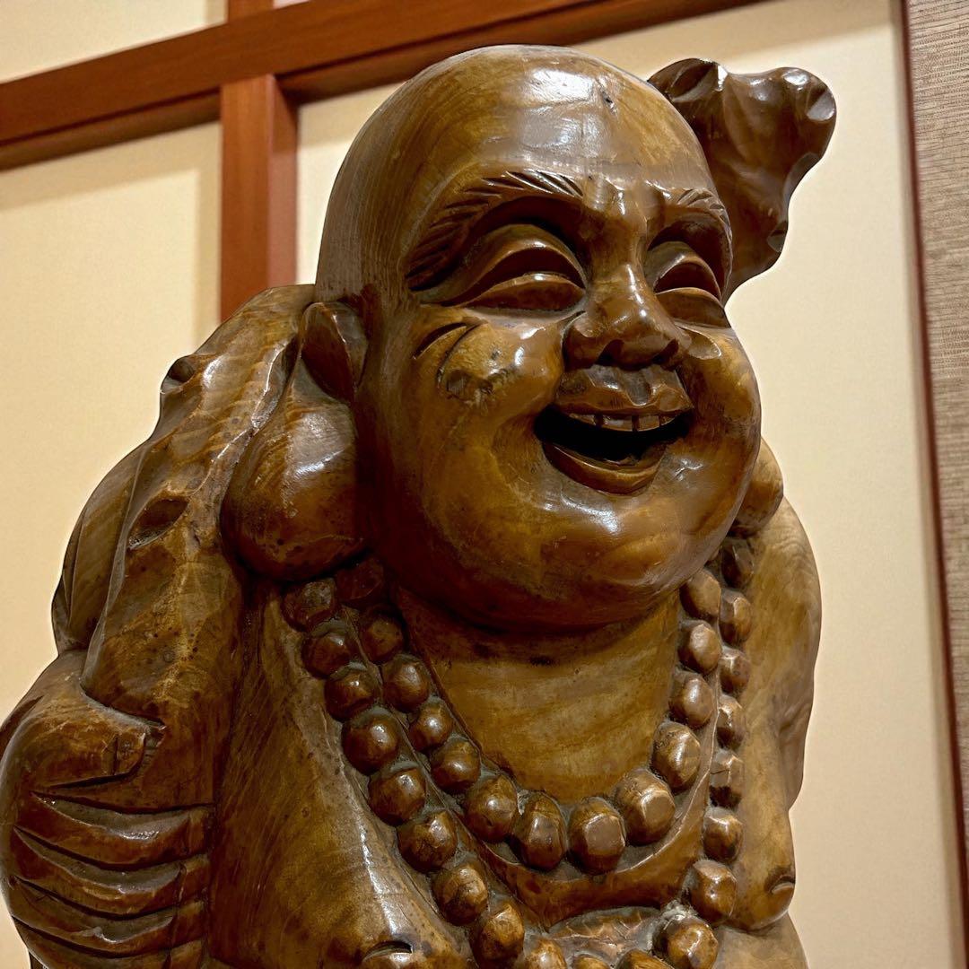 一点もの 特大 七福神 布袋 笑顔 置物 無垢 縁起物 大黒天 約60cm