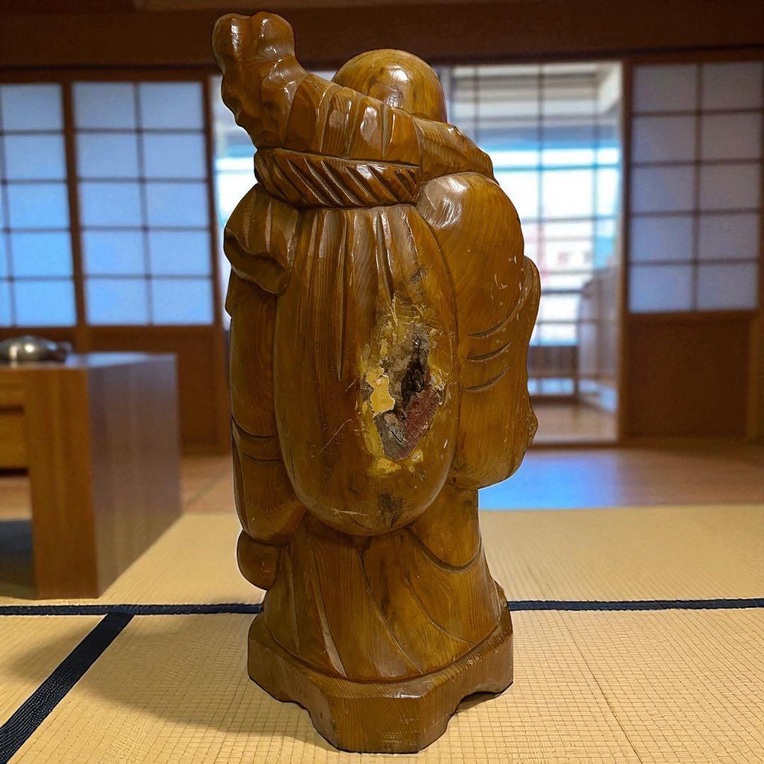 一点もの 特大 七福神 布袋 笑顔 置物 無垢 縁起物 大黒天 約60cm