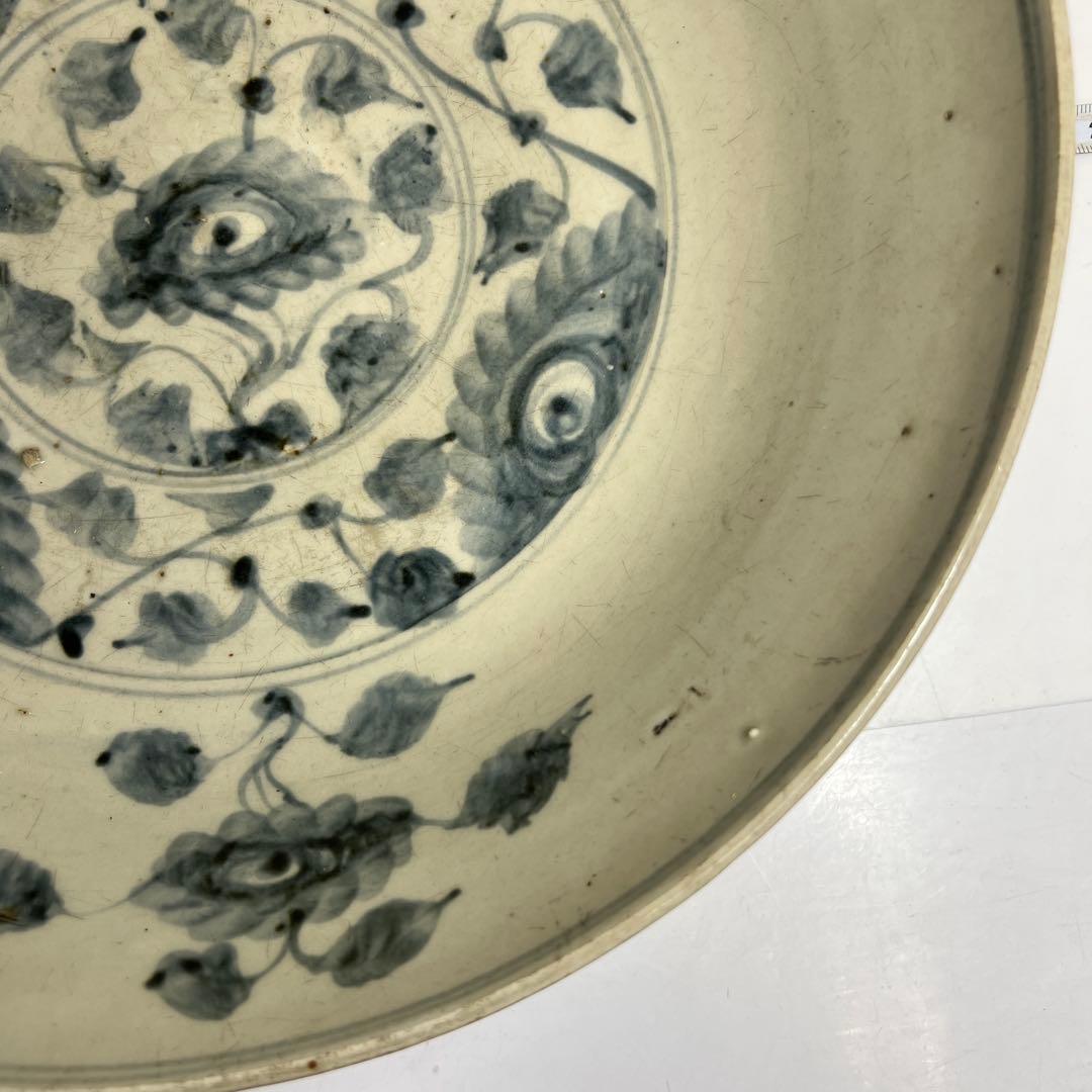 中国民時代　南京　古染付　大皿　幅約31.5cm 東K8-0202☆2F トヒチ