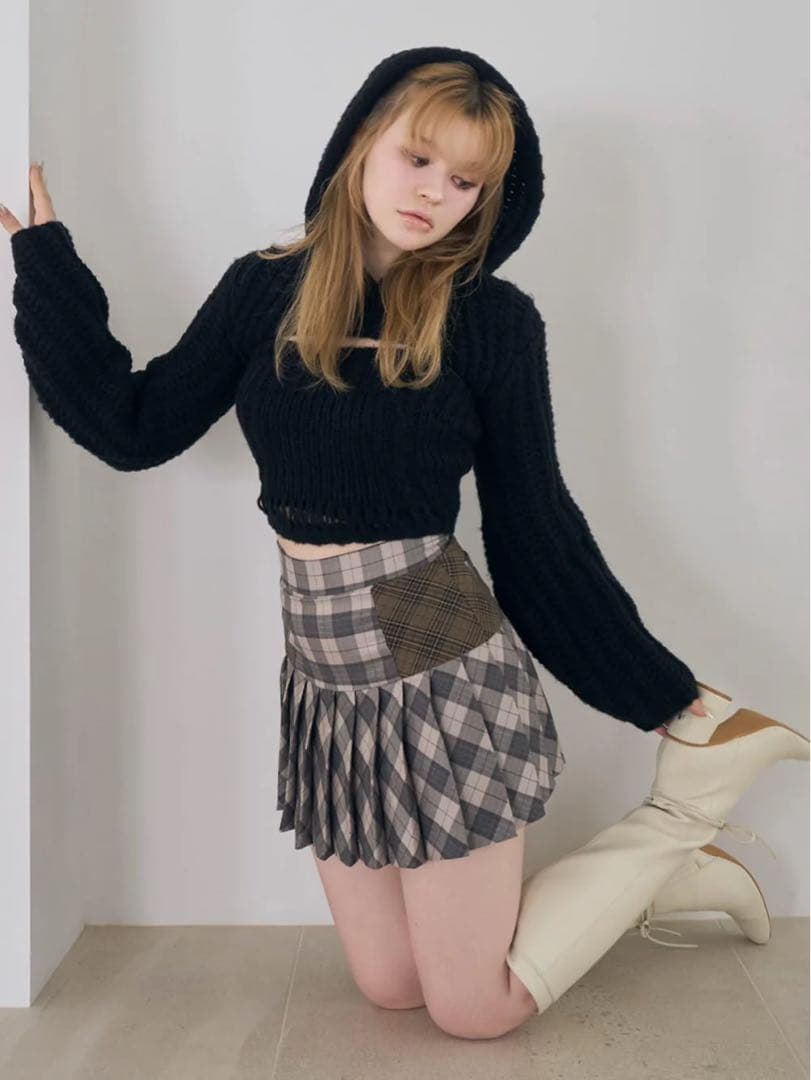 【ANDMARY】Coco check pleats skirt(Sサイズ)
