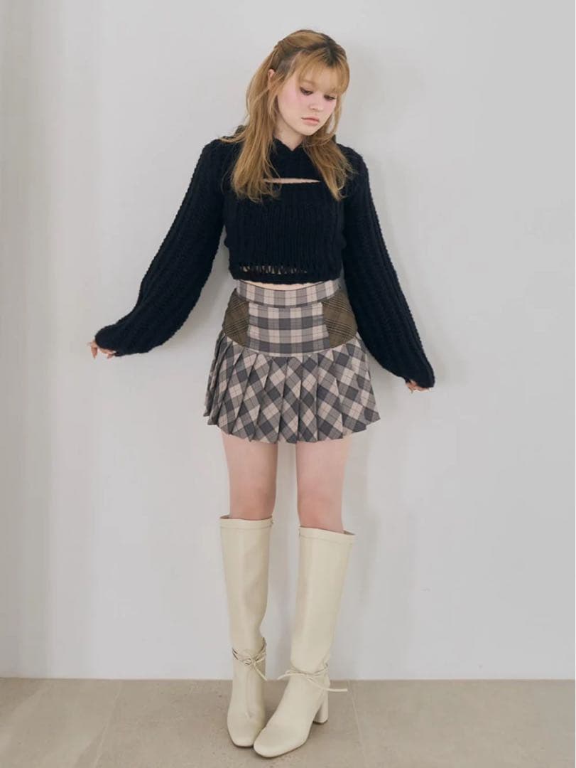 【ANDMARY】Coco check pleats skirt(Sサイズ)