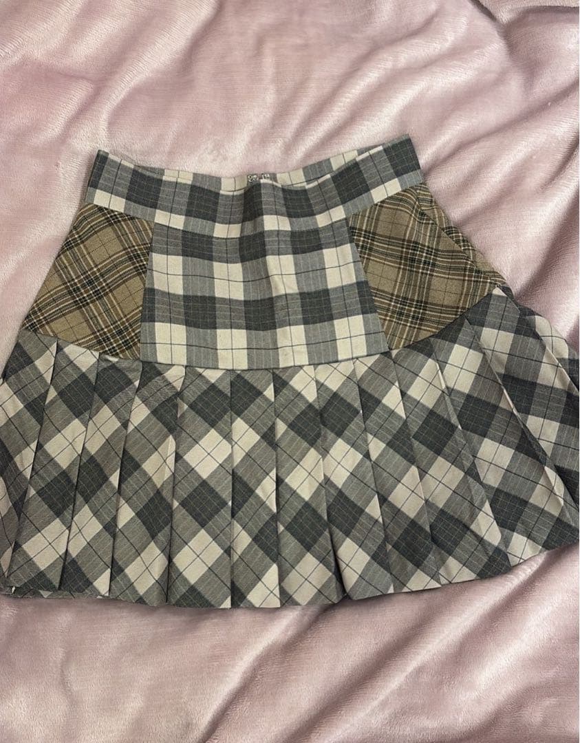 【ANDMARY】Coco check pleats skirt(Sサイズ)