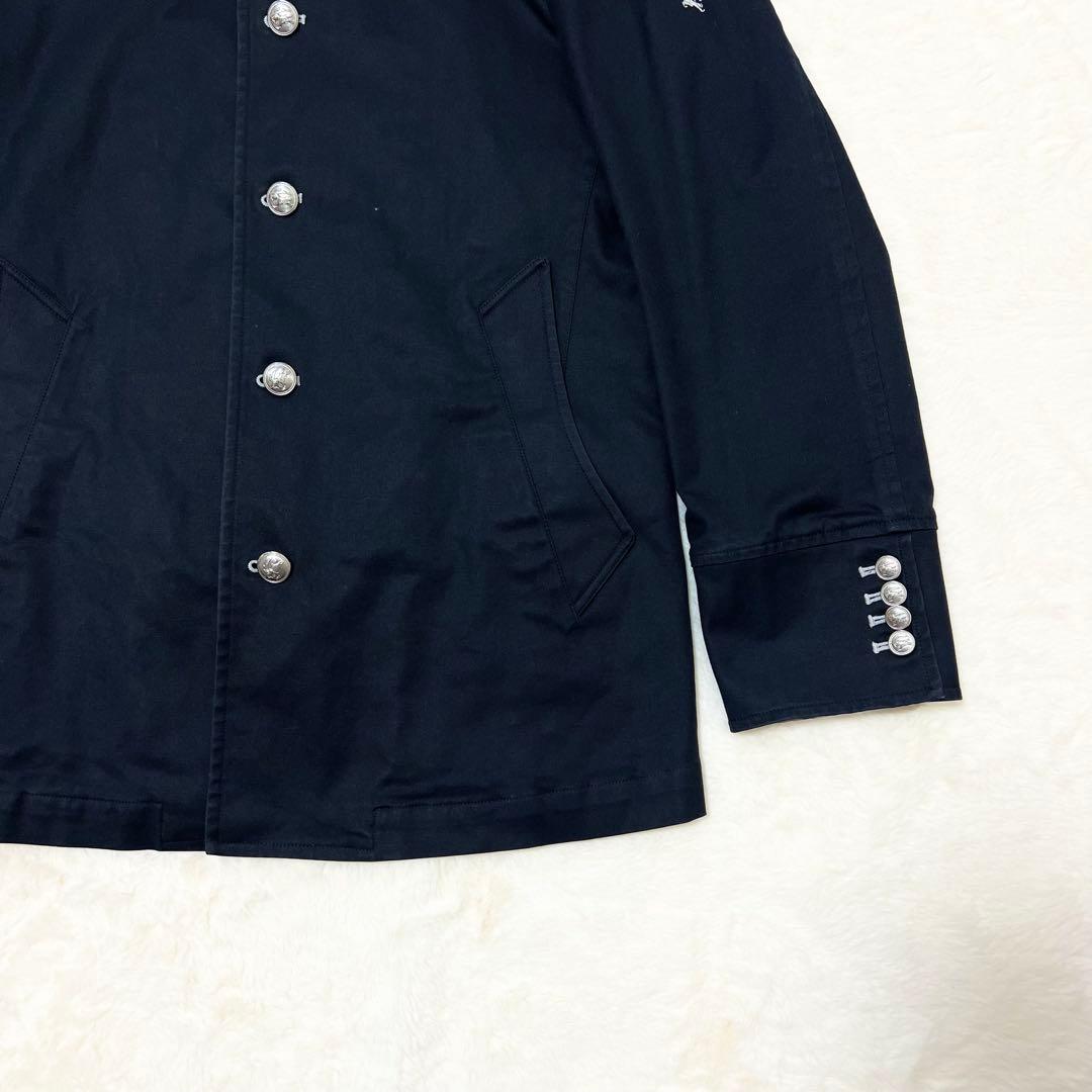 BURBERRY バーバリー✨️マリンコート　銀ボタン　ノバチェック　刺繍ロゴ　Ｍ