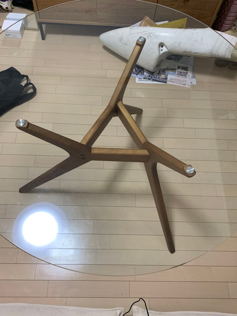 ブラウン ガラス天板 センターテーブル 110cm