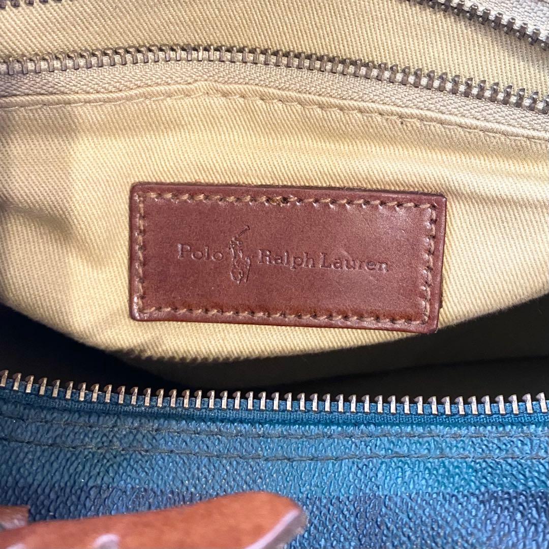 POLO RALPH LAUREN チェック柄 ボストンバッグ PVC レザー
