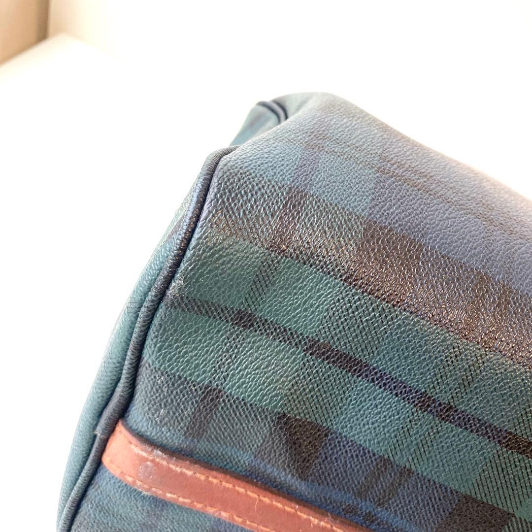 POLO RALPH LAUREN チェック柄 ボストンバッグ PVC レザー