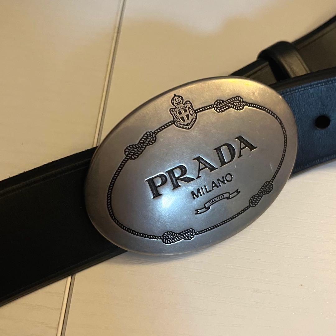 PRADA ブラックレザーベルト 38/95