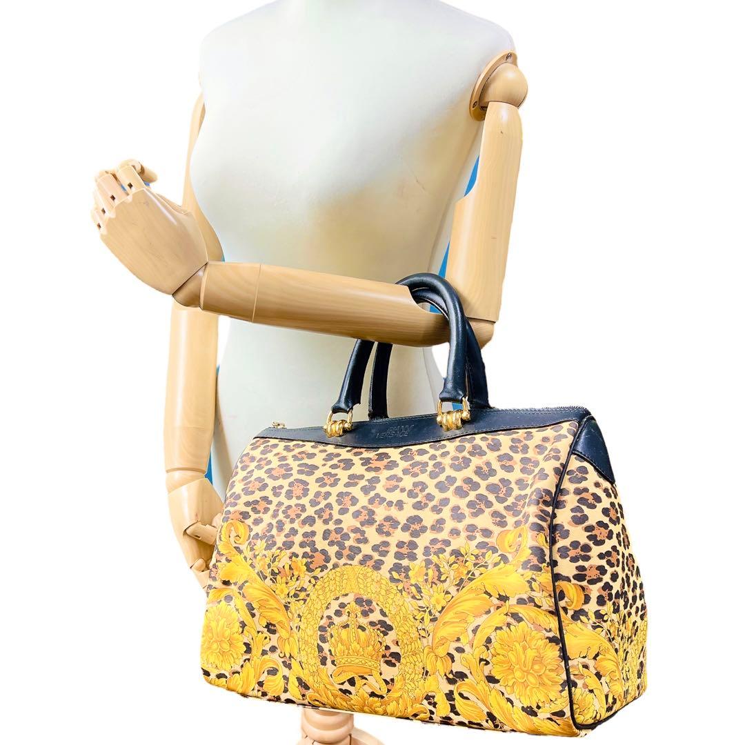 GIANNI VERSACE レザー レオパード ボストンバッグ 8928