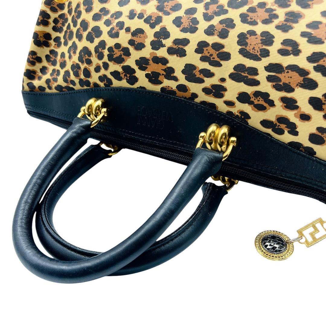 GIANNI VERSACE レザー レオパード ボストンバッグ 8928