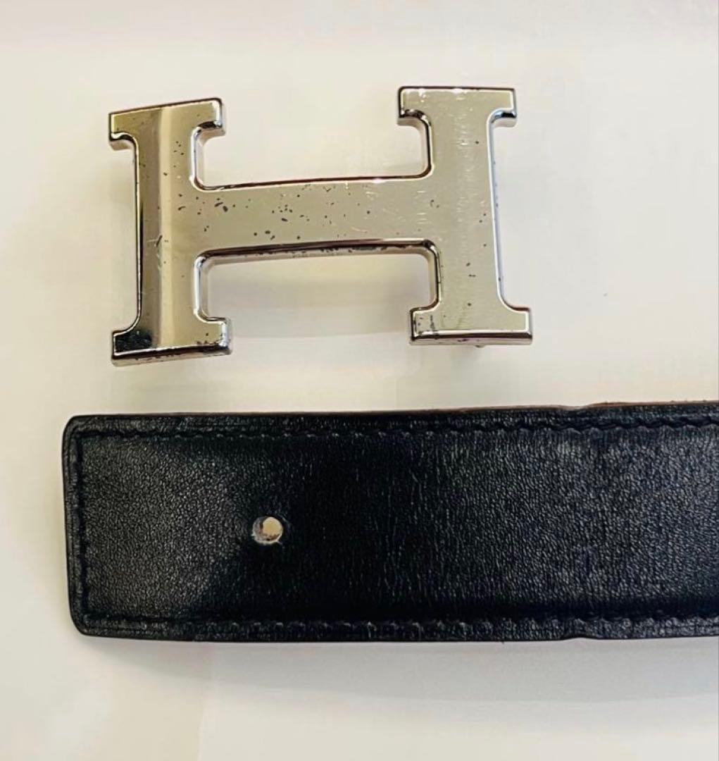 HERMES レザーベルト H字型バックル