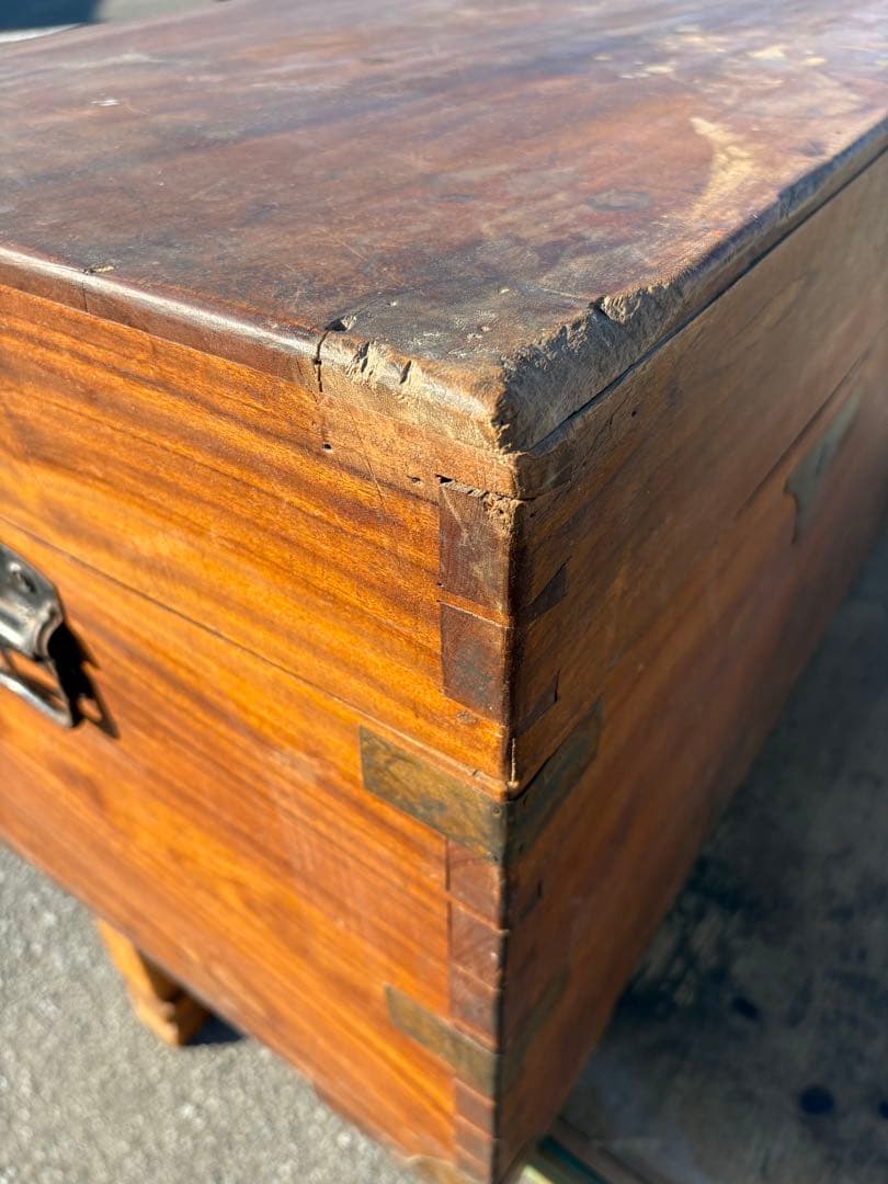 レトロ　アンティーク　木製トランク　トランク　木箱　船トランク