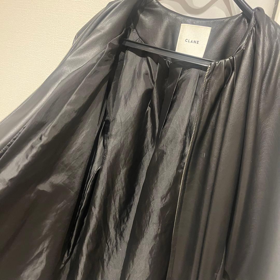 [美品]CLANEクラネ　EGG エッグFAKE LEATHER JACKET
