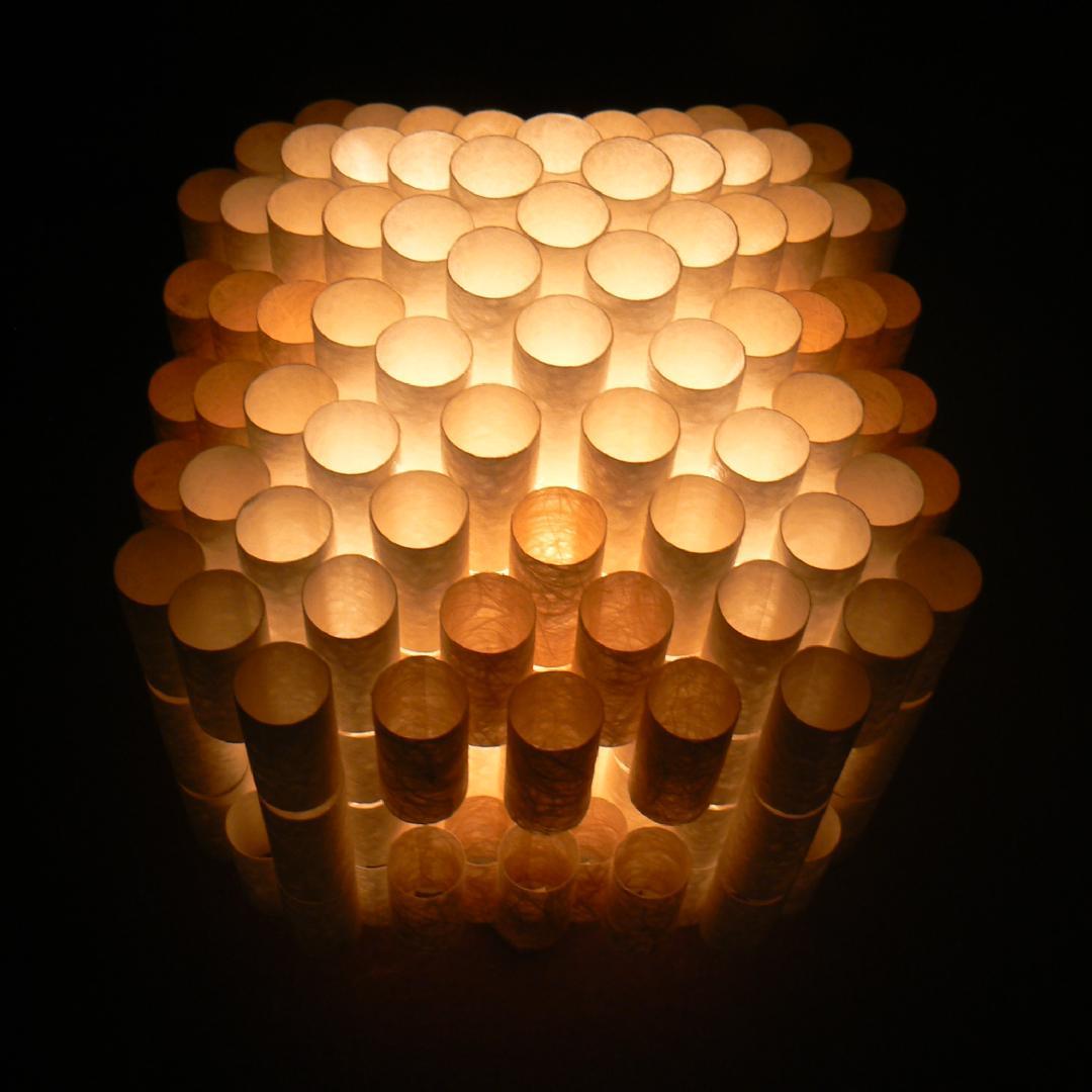 和紙の手作りランプシェード　美濃和紙使用　[ 楽 ] 9-1　癒しの一点物作品