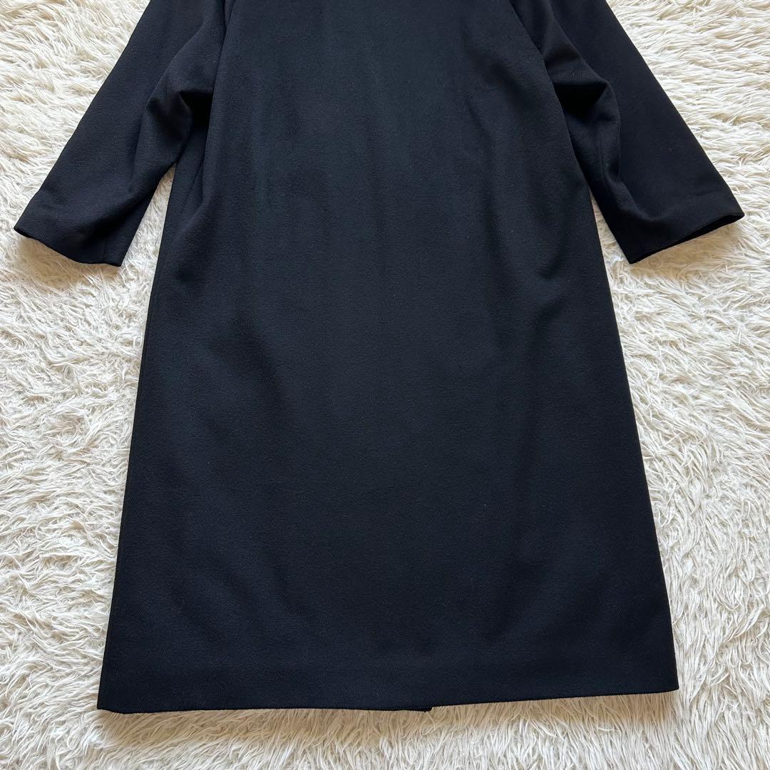 美品✨カシミヤ100%チェスターコート　ロング　ダブル　ラグラン袖　黒　ブラック
