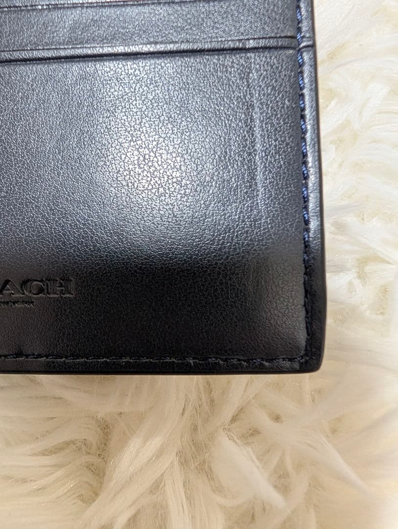COACH F66551 シグネチャー 二つ折り財布 チャコールブラックネイビー