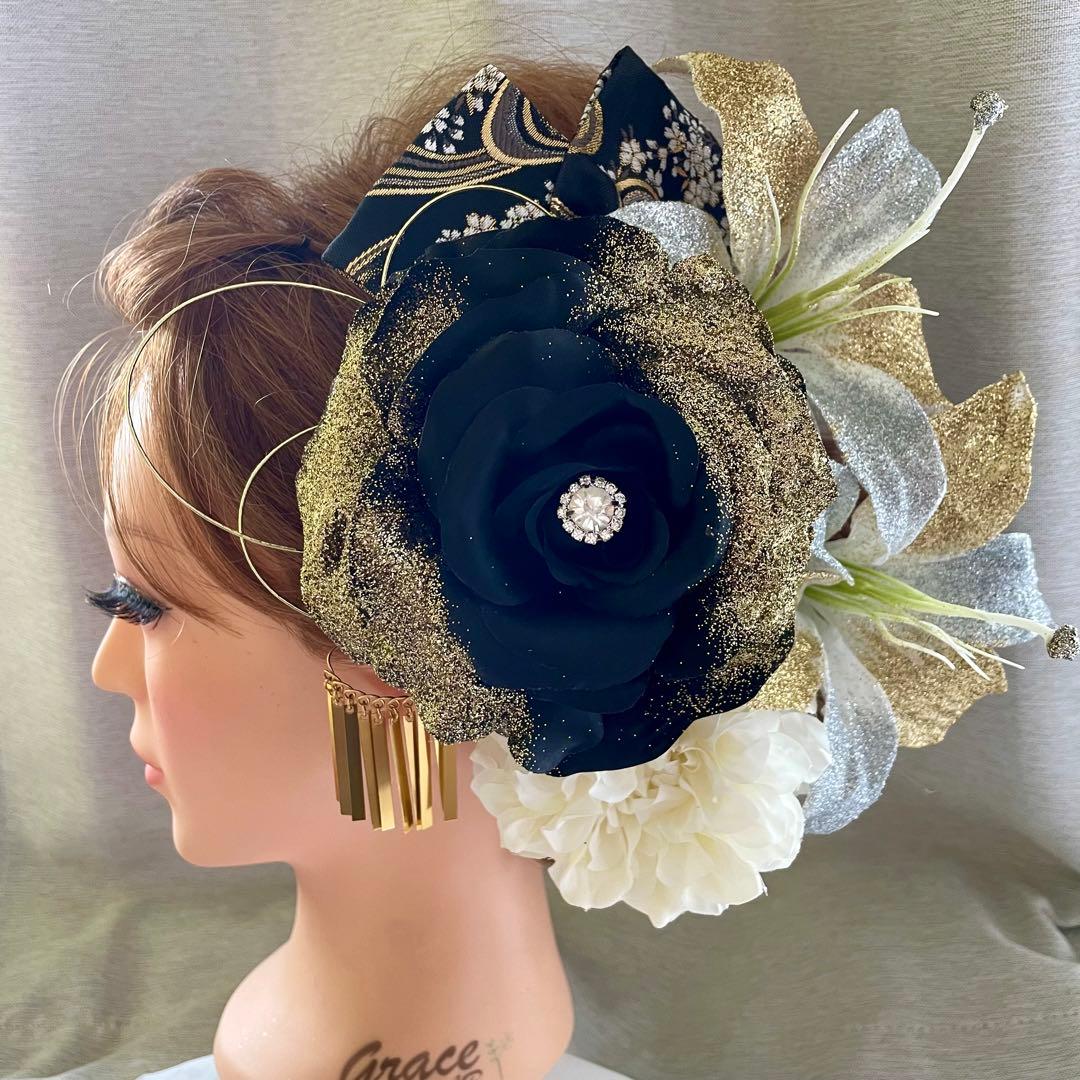 ゴールド　和装髪飾り　振袖髪飾り　成人式髪飾り　結婚式髪飾り　色打掛髪飾り