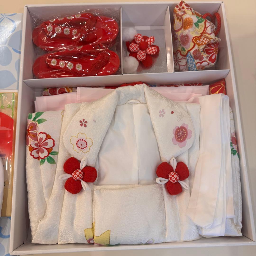 着画あり、おまけ付き！七五三 着物セット 赤色 3歳