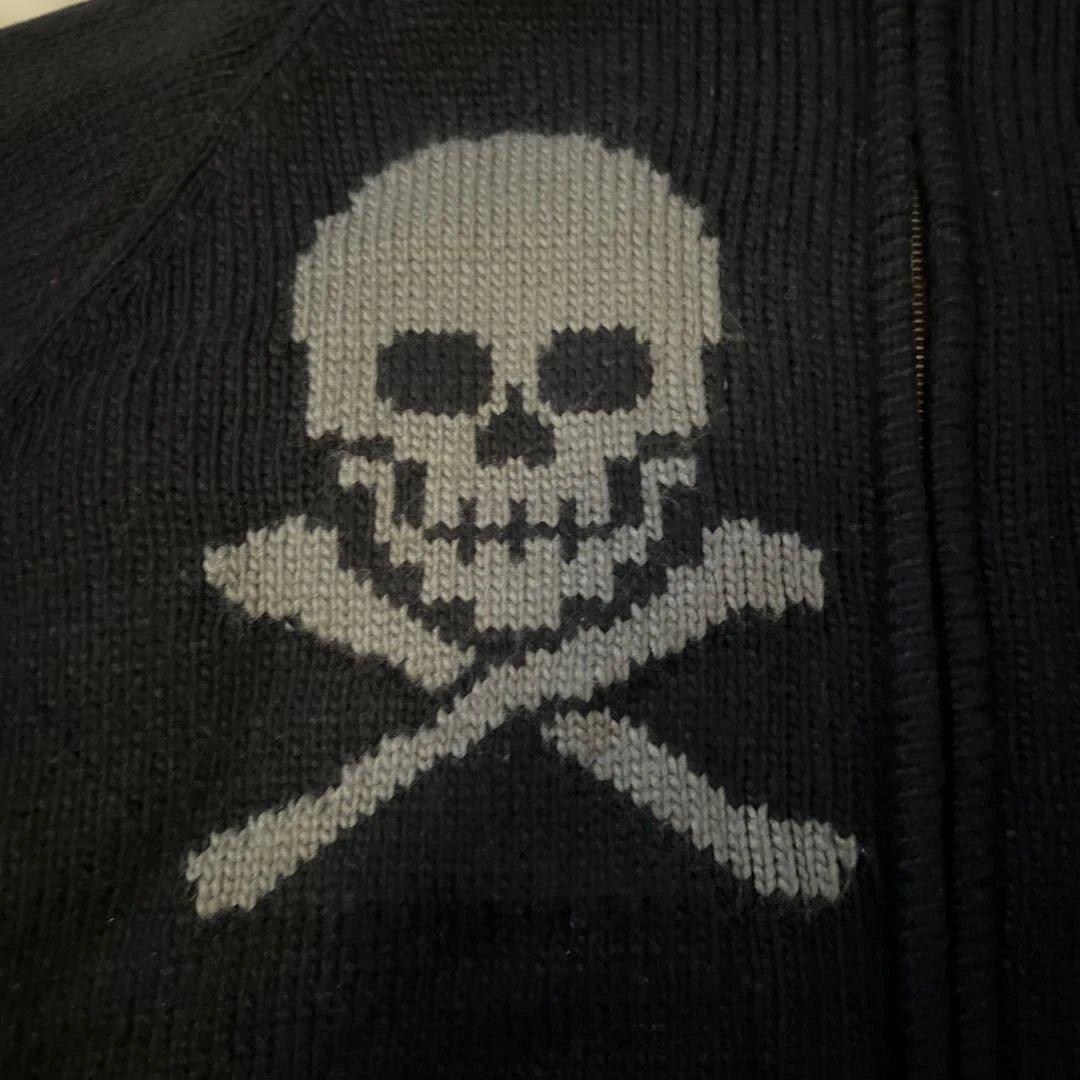 美品！VANSON バンソン スカル ニットジャケット ドクロ 裏地ボア 3XL