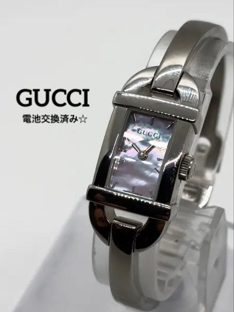 【新品電池】GUCCI グッチ 腕時計 6800L ピンクシェル レディース