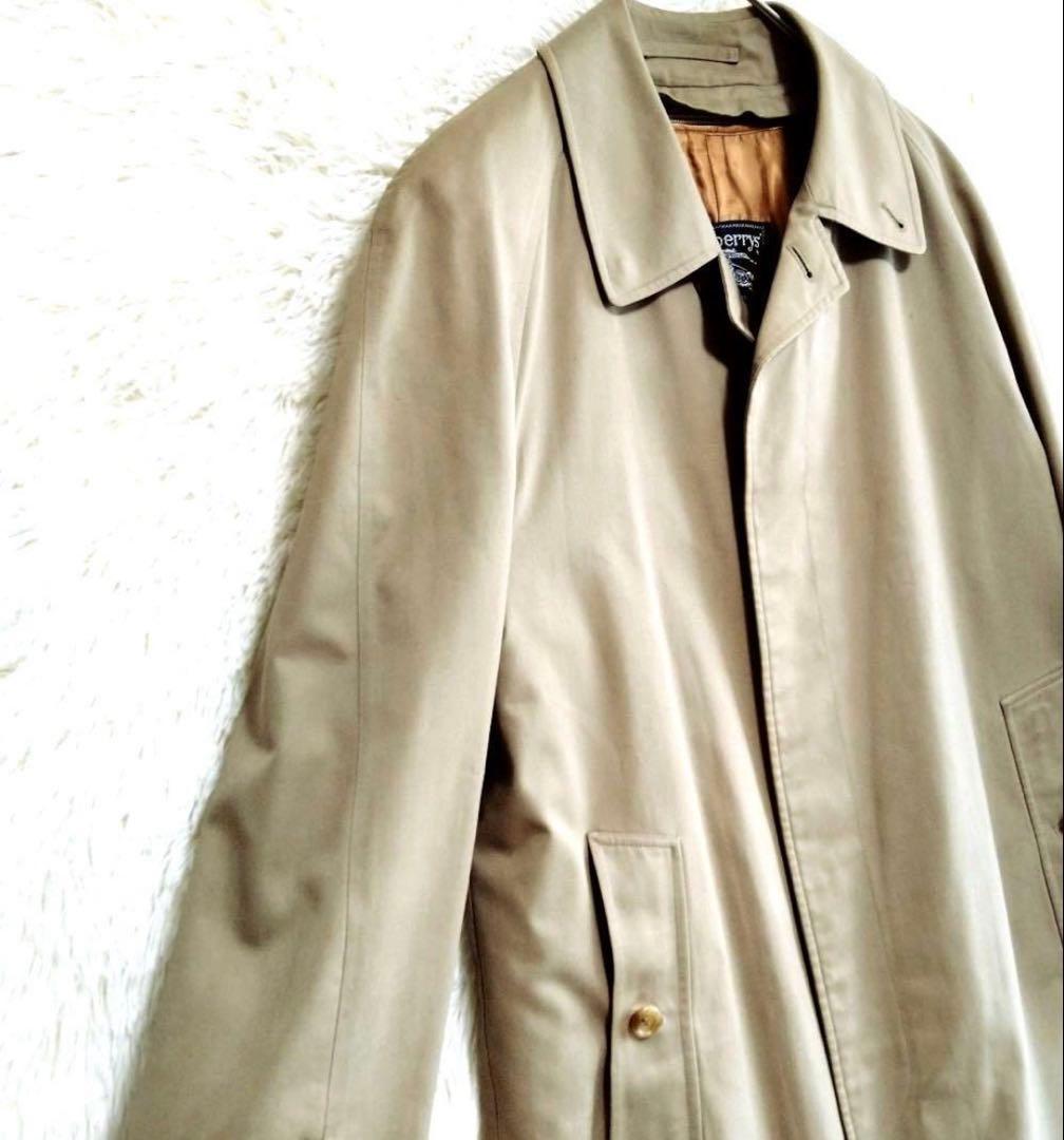【美品】バーバリー ステンカラーコート ノバチェック カシミヤ混 ベージュ