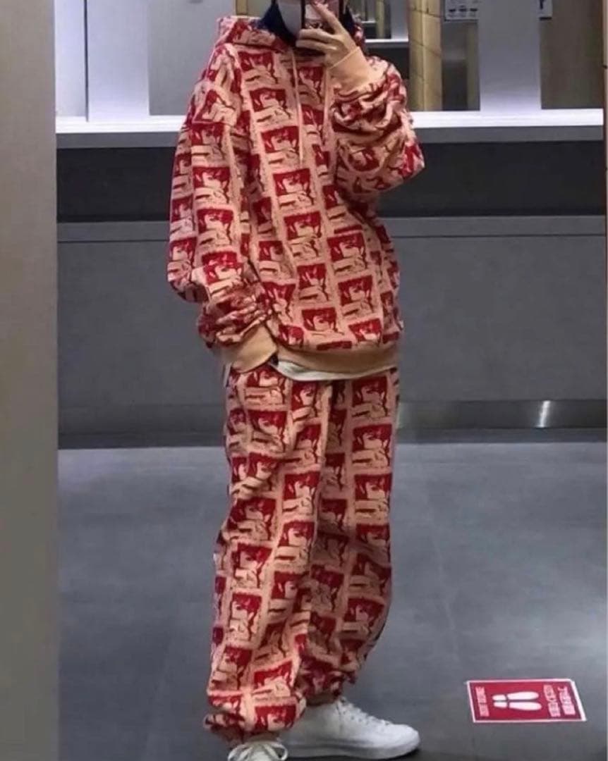 【ウパ】BOTT 総柄パーカー スウェットパンツ