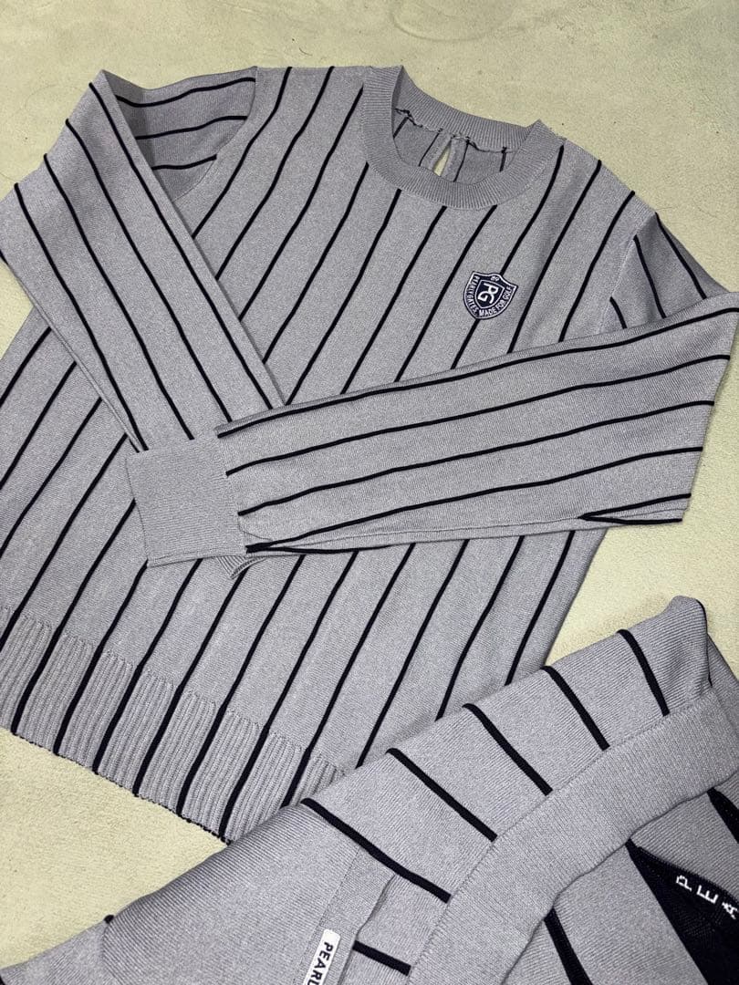 （超美品）パーリーゲイツ、ストライプ柄シリーズ、セットアップ、サイズ上1、下0