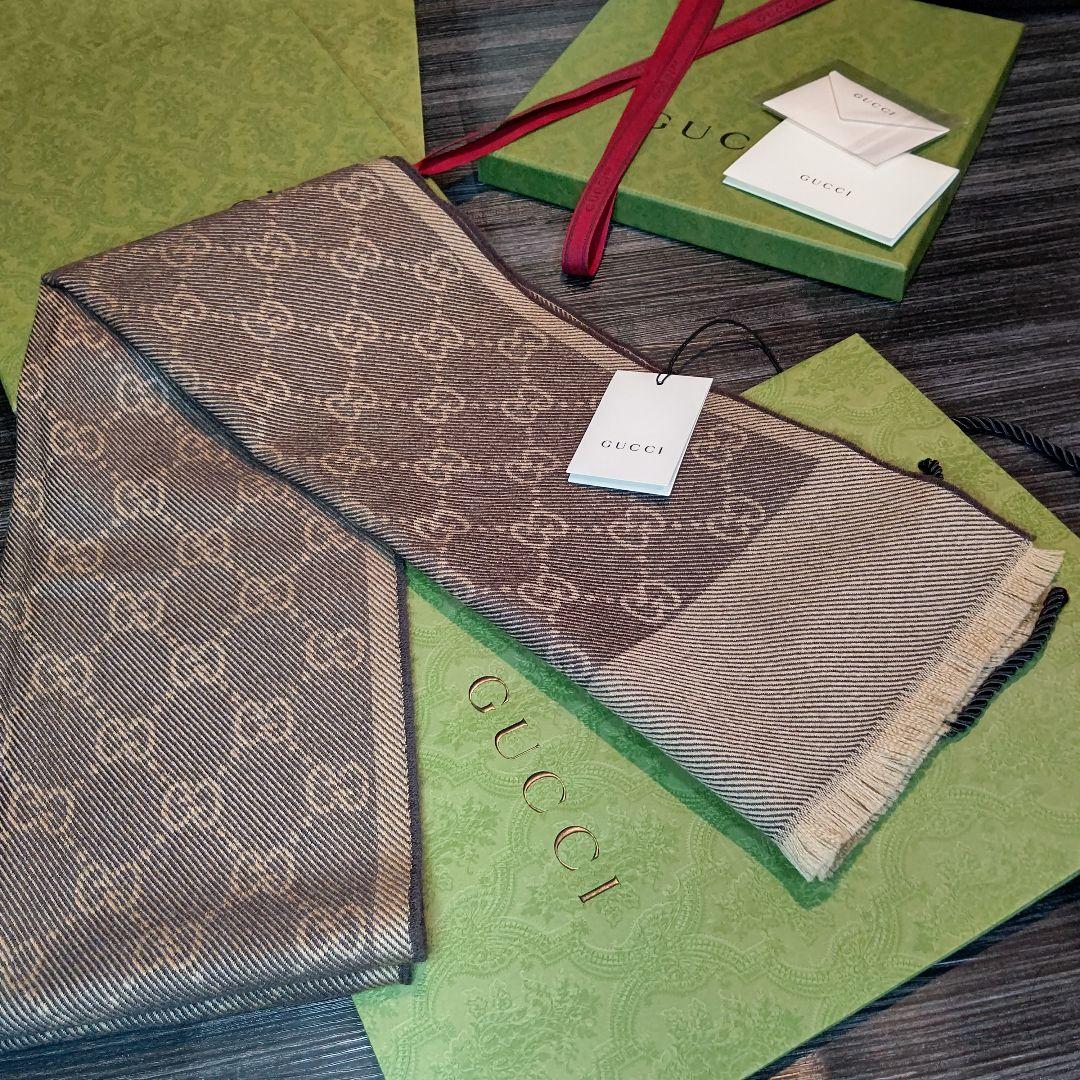 ❤新品箱袋付❤C.ロナウド愛用❤GUCCI マフラー ストール最高級ウール❤