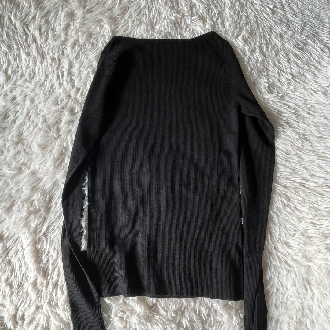★未使用級★L'AppartementボートネックRibKnit★指抜き★BK