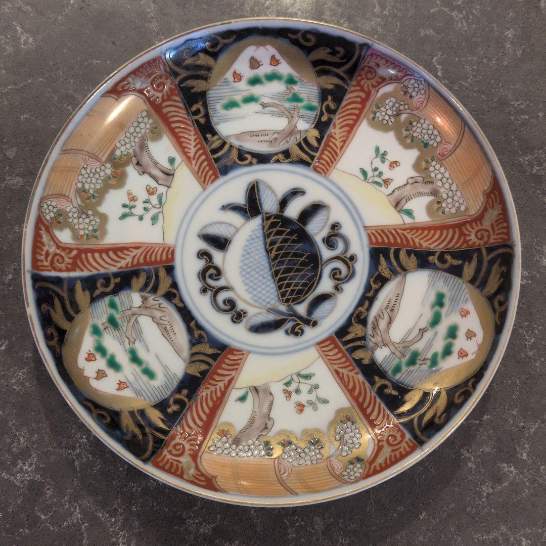5枚セット　古伊万里　伊万里　色絵　金彩　ちどり　七寸皿　　骨董　時代物
