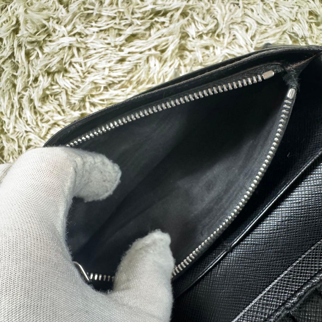 大人気✨現行　プラダ　長財布　三角ロゴ　サフィアーノ　黒　ブラック　付属品完備