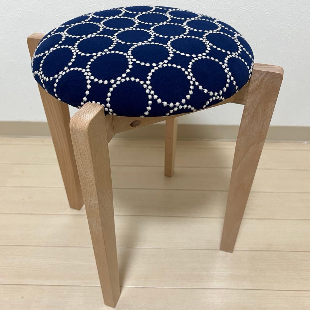 ミナペルホネン スツール タンバリン 角脚 【ネイビー/オレンジ】椅子 チェア