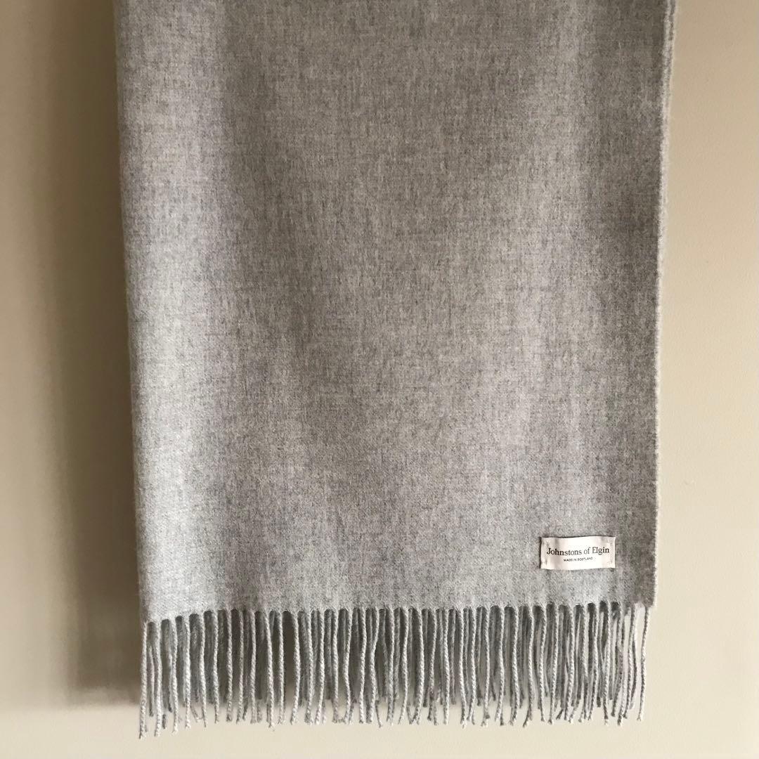 Johnstons カシミヤ100% 大判ストール　シルバー　ライトグレー