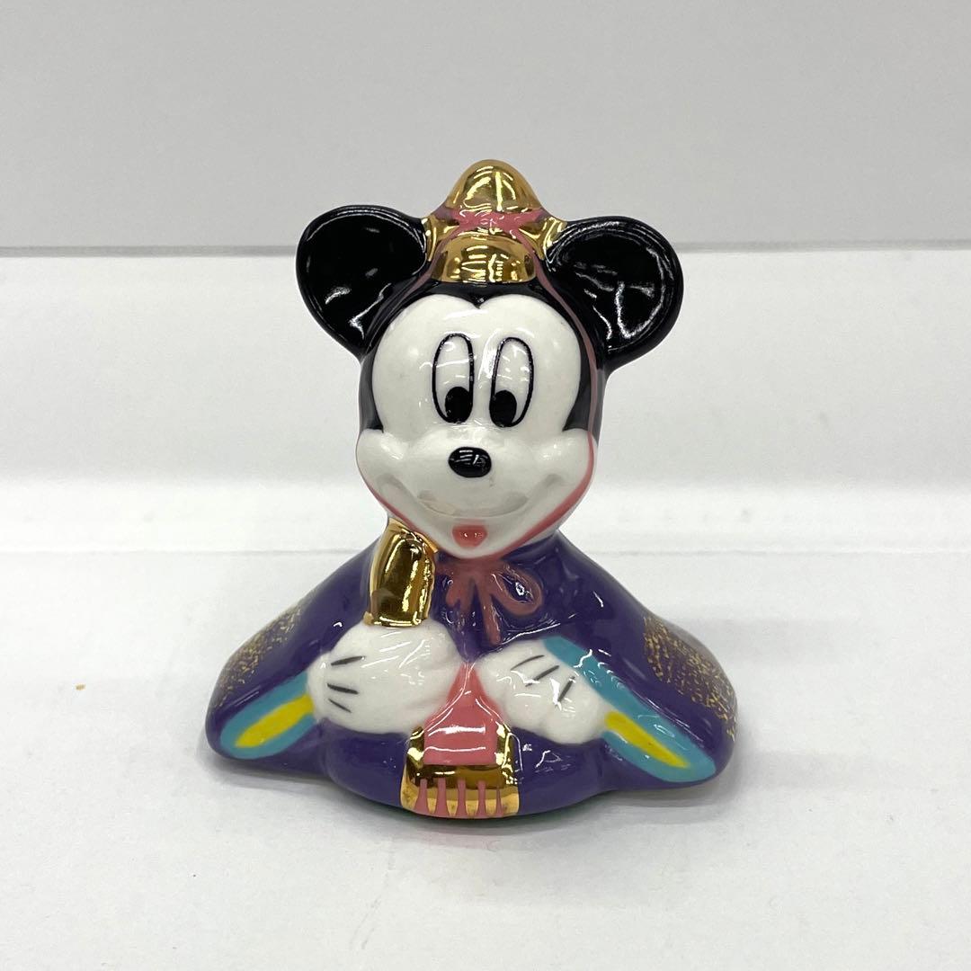 吉徳　ミッキー＆ミニー雛人形と円形　市松模様　三日月飾り台のセット売り