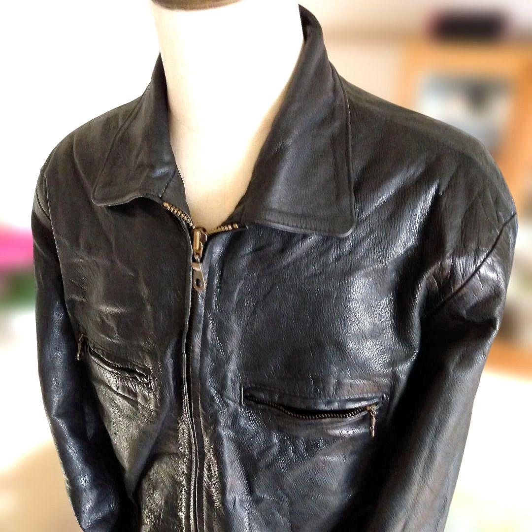 Vintage Euro シングルライダース レザージャケット カーコート