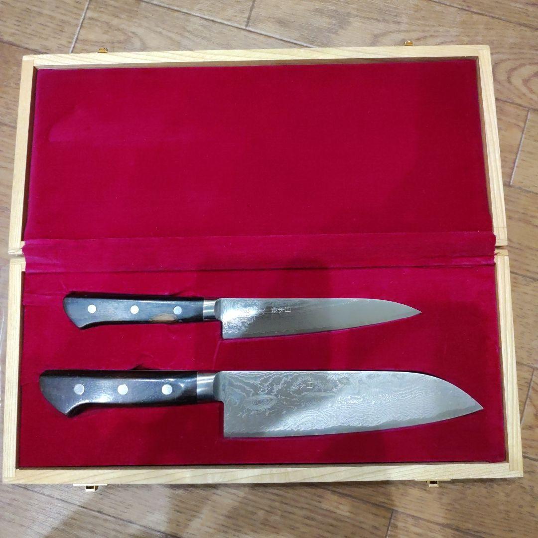 日本橋木屋　200年記念49層墨流しスーパーゴールド粉末鋼包丁+古代檜のまな板