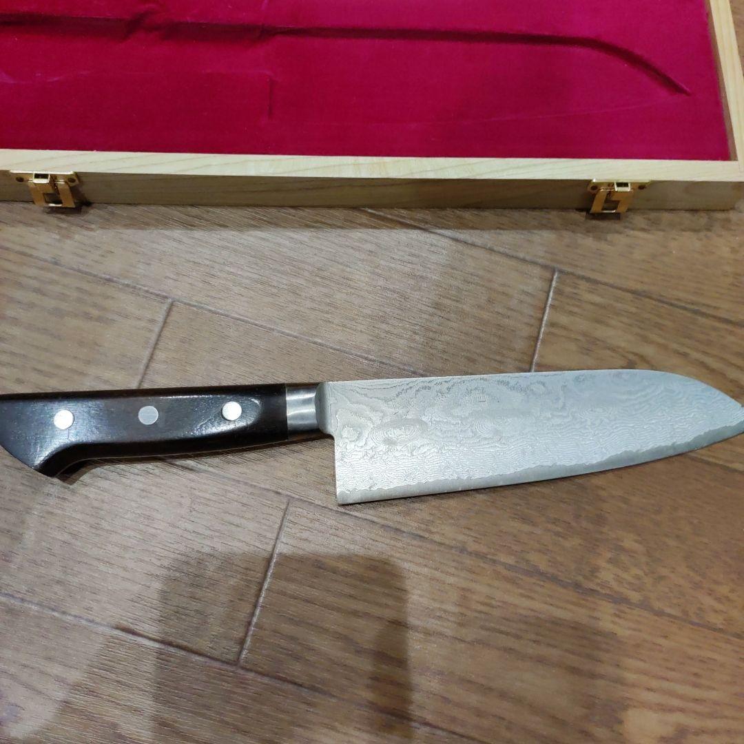 日本橋木屋　200年記念49層墨流しスーパーゴールド粉末鋼包丁+古代檜のまな板