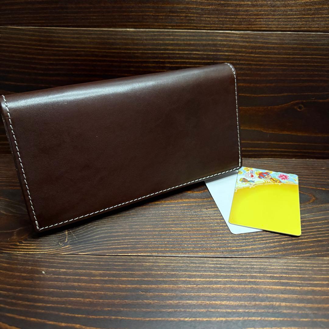 S42 本革　コードバン　無双　レザー　長財布　茶■ブラウン　YKKファスナー