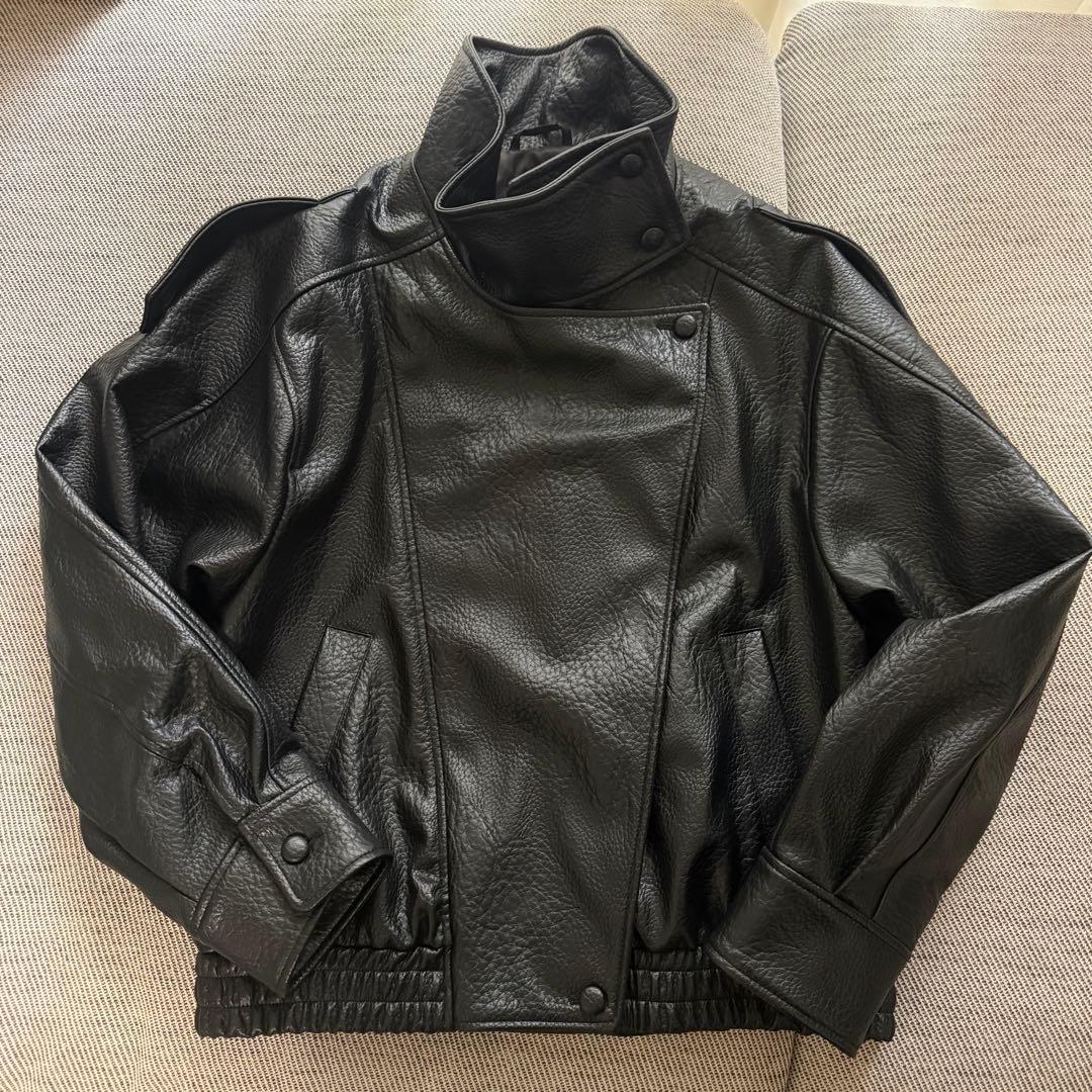 【ほぼ新品】ZARA レザー　ジャケット　大人気　ブラック　YSL M バズり
