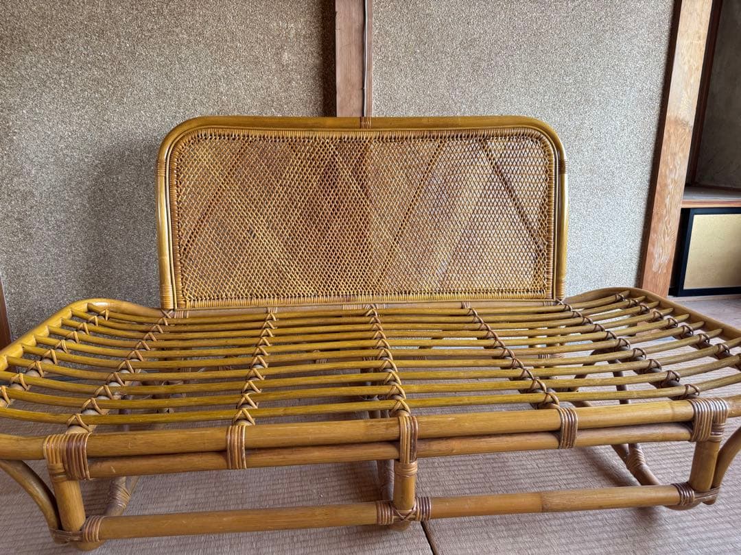 昭和レトロ】ラタンソファ 1〜2人掛け ヴィンテージ 籐家具 ナチュラル