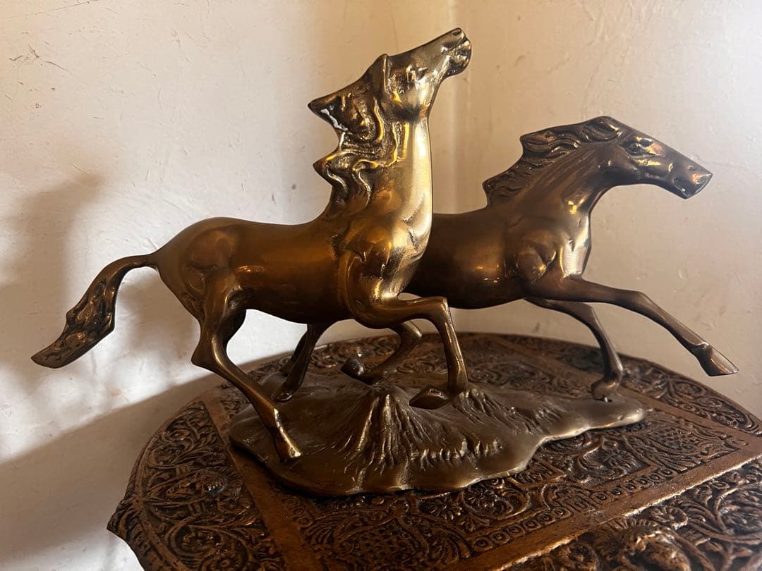 ビンテージ　真鍮製　馬二頭