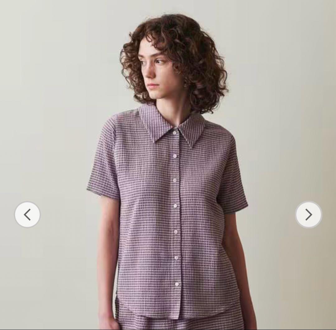 【限定価格】STEVEN ALAN クレープ チェック ハーフスリーブ シャツ