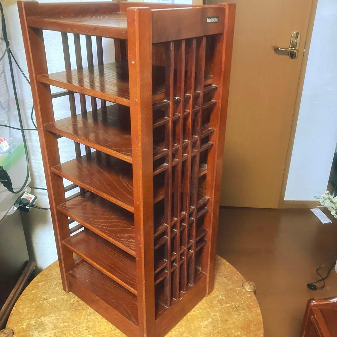 昭和レトロ オールドカリモク シューズラック 下駄箱 花台 電話代 木製 小棚